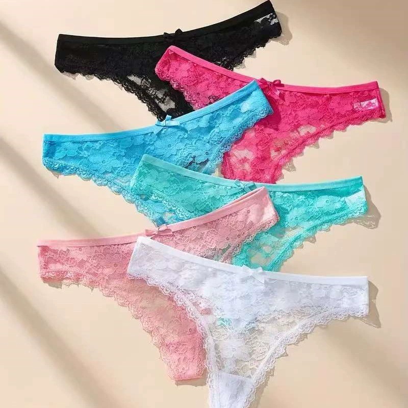 lace thong women's solid color hollow sexy underwear